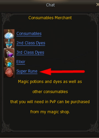 Tienda de Consumibles NPC (Evolución de Runas)
